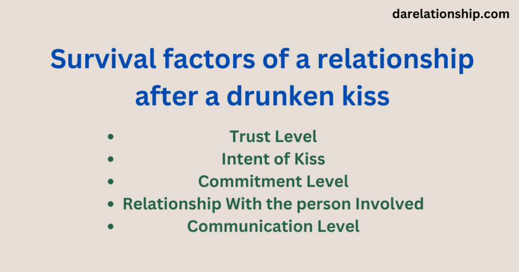 Survival factors of a relationship after a drunken kiss