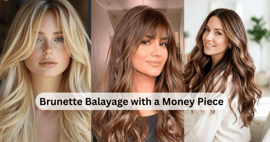 Brunette Balayage with a Money Piece