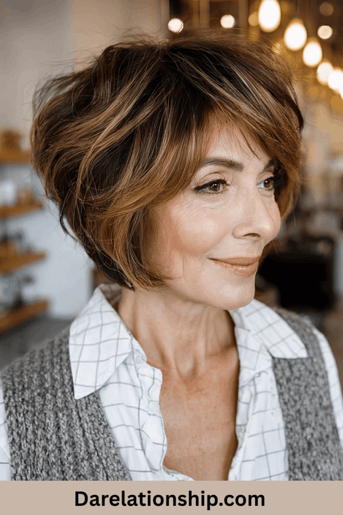 tousled stacked bob